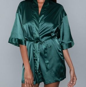 Hunter Green Satin Robe